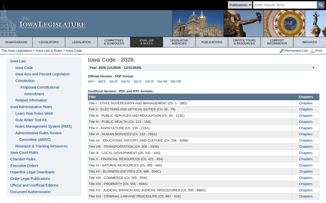 Official Iowa Legislature Iowa Code portal